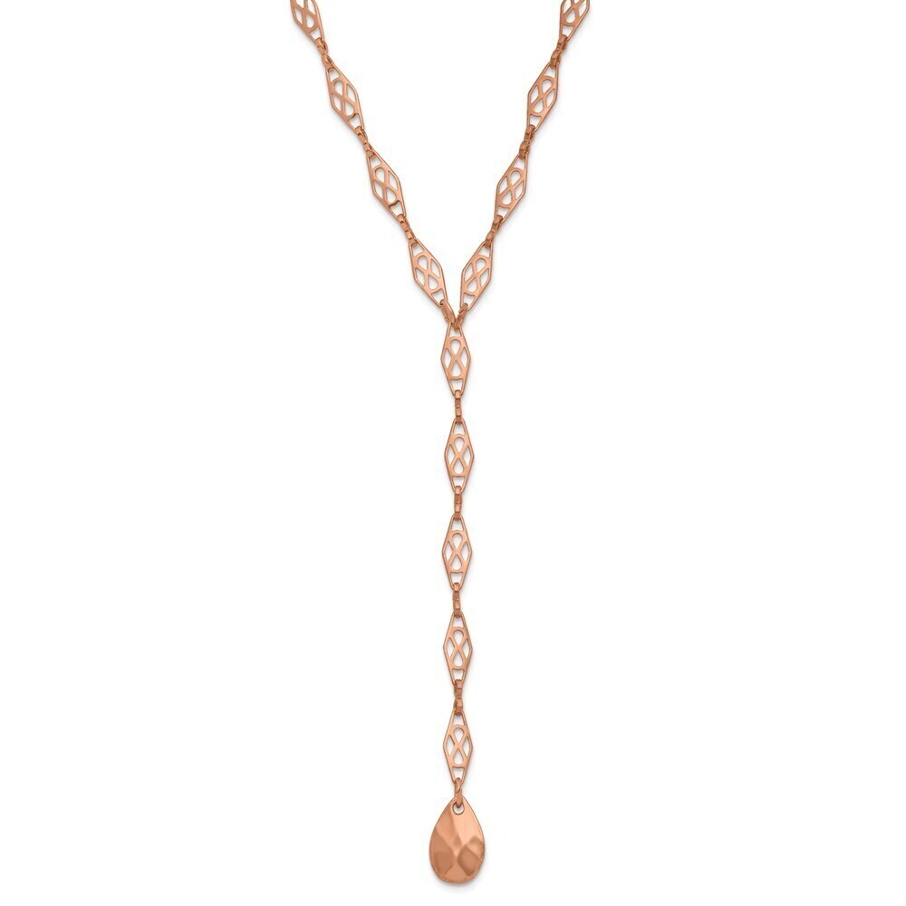 1928 Rose-tone Infinity Link and Teardrop 13.5 inch Chocker Necklace with 5" ext